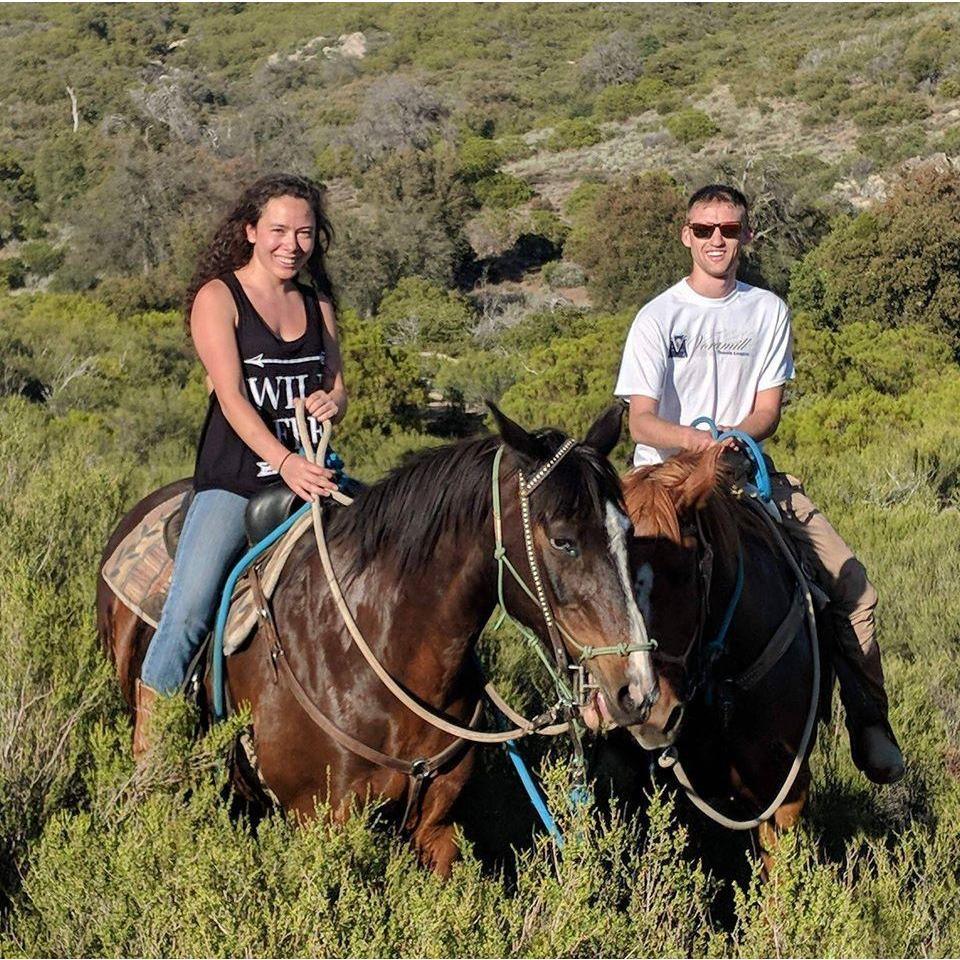 Horseback riding in the mountains.