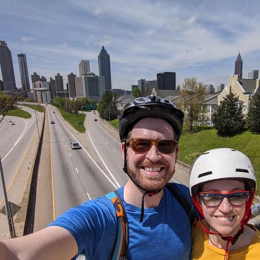 A little mid-bike selfie in front of Atlanta's skyline