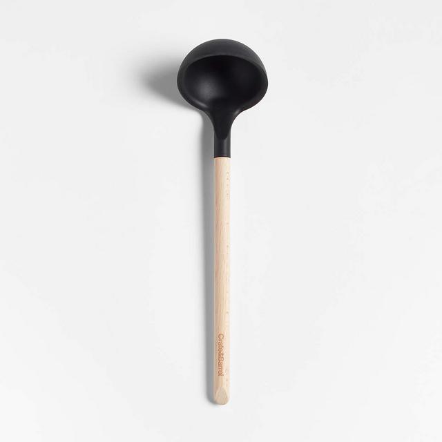 Crate & Barrel Wood and Black Silicone Ladle