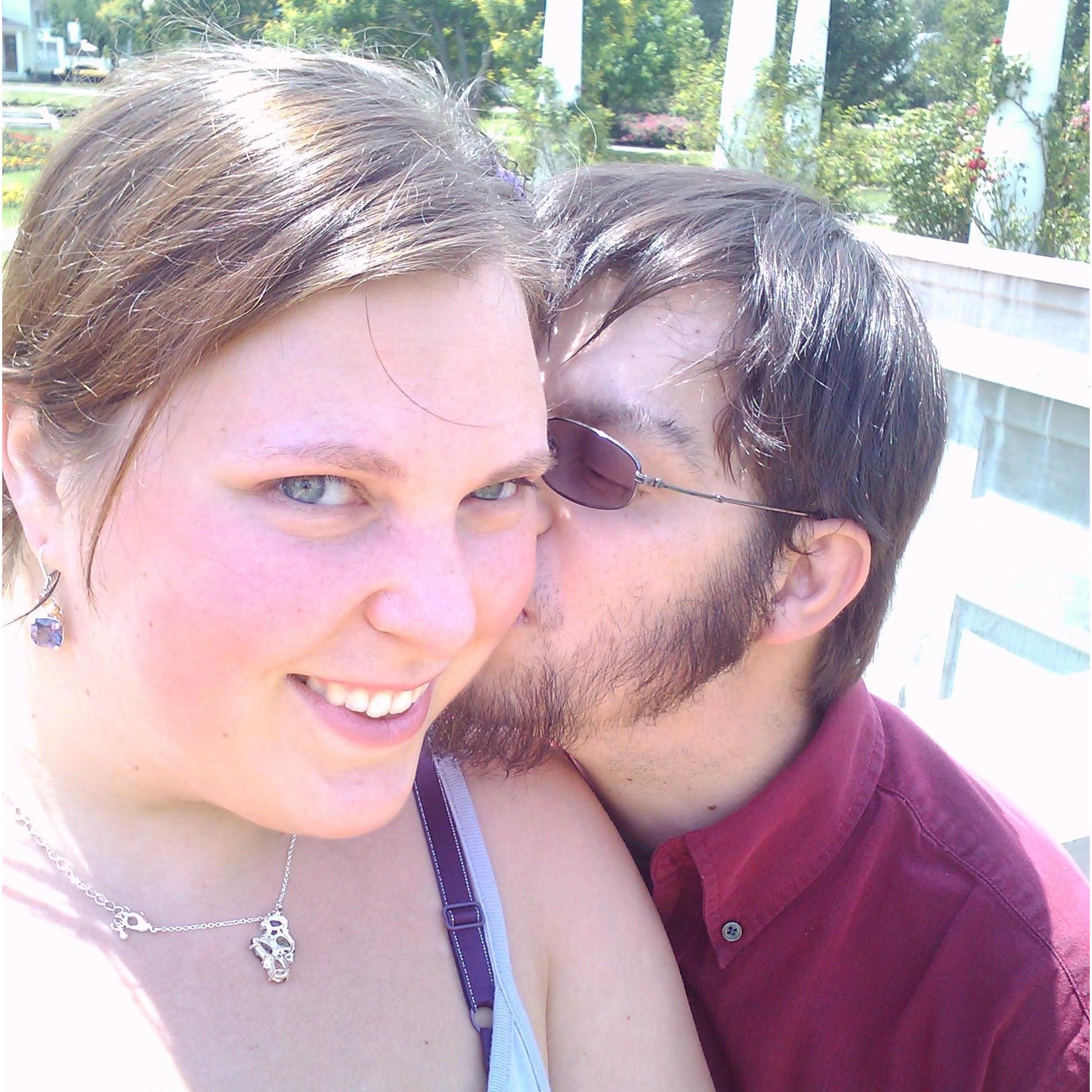 At another wedding, this one outdoors. It was so hot that day, and we both were sweating like crazy. Such an amazing adventure.