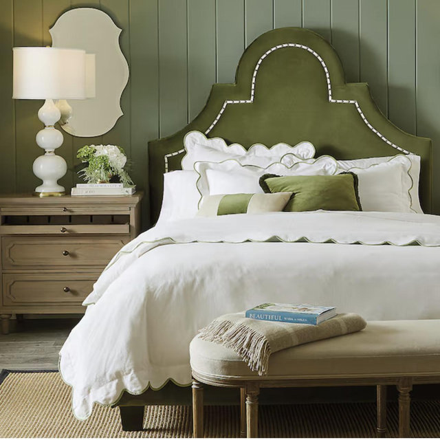 Emma Scalloped Duvet Cover Sage - Queen