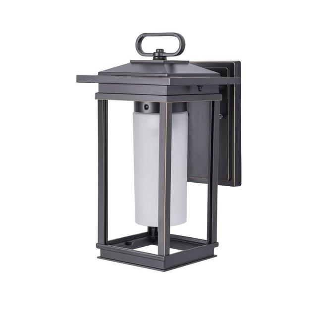Outdoor Wall Sconce, Exterior Wall Mount Lighting Fixture, Patio/Porch Lantern Light Fixtures in ORB Finish with Frosted Glass, Waterproof 1-Light Square Porch Lights for Garage, Entryway, Fence, 40W