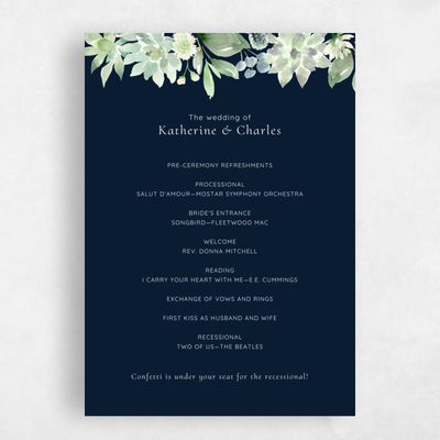 Navy, Blue Wedding Program - Cricket