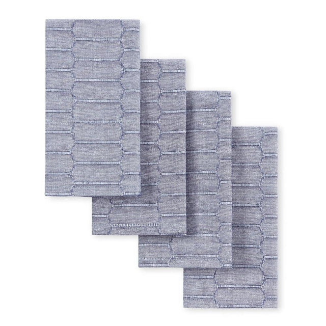 Martha Stewart Honeycomb Modern Farmhouse Napkin 4-Pack Set, Blue, 19"x19"