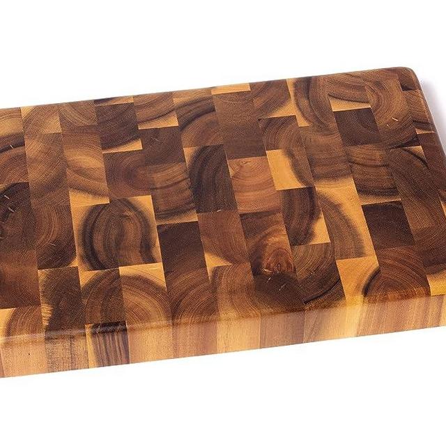 Lipper International 1280 Acacia End Grain Kitchen Chopping Block for Cutting or Serving, 12" x 8" x 1 1/4"