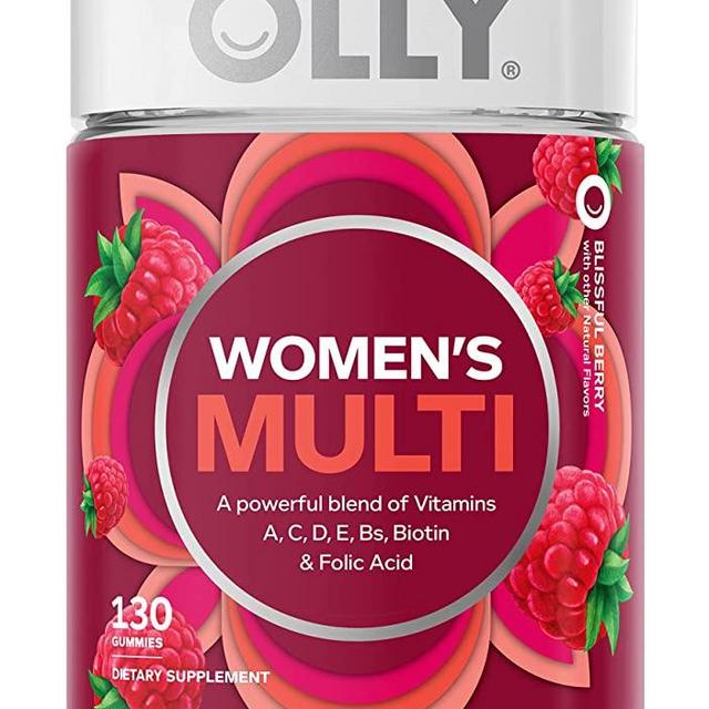 OLLY Women's Multivitamin Gummy, Overall Health and Immune Support, Vitamins A, D, C, E, Biotin, Folic Acid, Adult Chewable Vitamin, Berry, 65 Day Supply - 130 Count