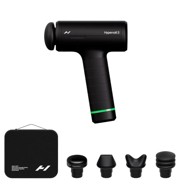 Hyperice Hypervolt 3 – QuietGlide Technology Handheld Percussion Massage Gun | 5 Speeds, 5 Interchangeable Heads | Helps Relieve Sore Muscles, Improve Mobility and Speed Up Recovery