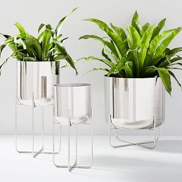 Standing Planter - Chrome