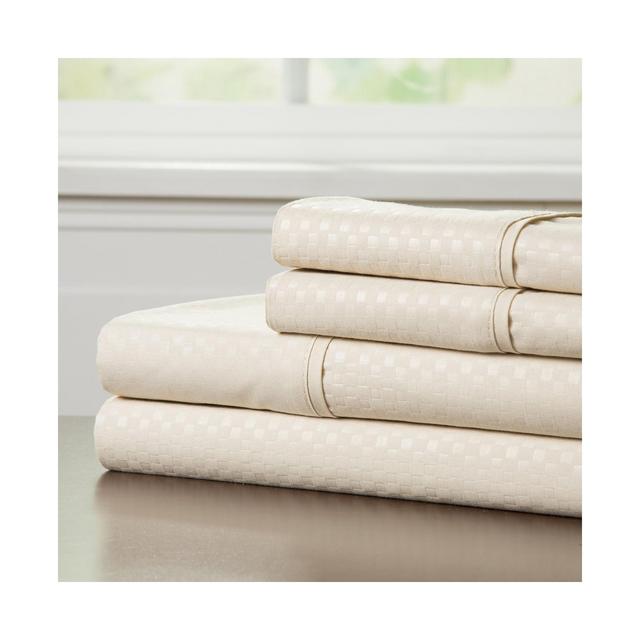 Baldwin Home Brushed Microfiber King Sheets Set- 4 Piece Hypoallergenic Bed Linens with Deep Pocket Fitted Sheet and Embossed Design