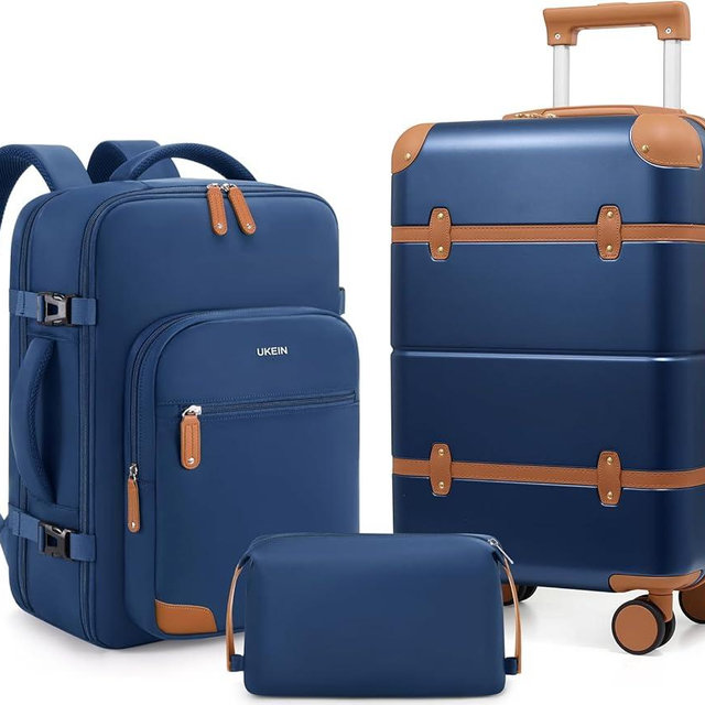 Mosslly Luggage Sets 3 Piece, Expandable 100% PC Hardshell Suitcase with Spinner Wheels, 20in Suitcase Set with TSA Lock for Women, Carry On Luggage with Travel Backpack