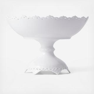 White Fluted Full Lace Footed Compote
