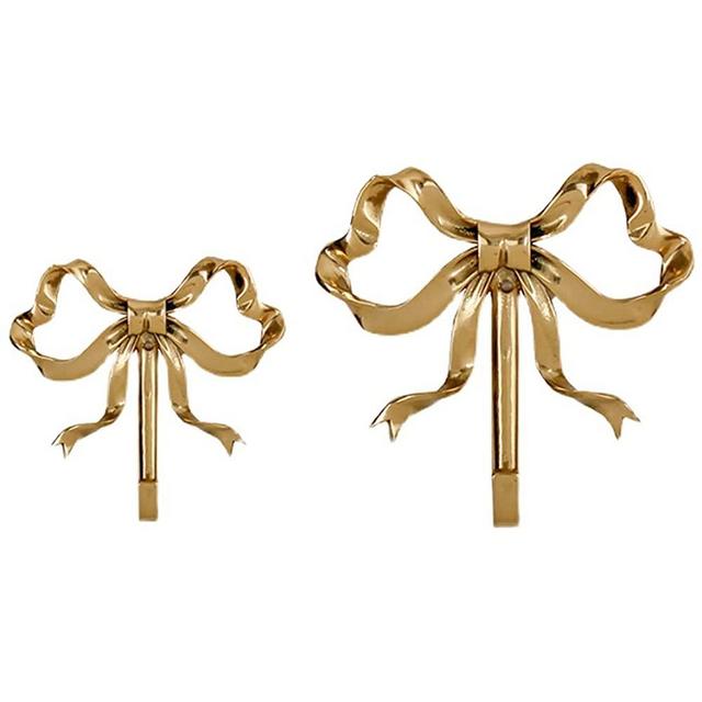 LiPengTaoHome Decorative Hook Bow-Knot Brass Hook Wall Hooks for Hanging Hook for Coat Hat Towel Multi-Purpose Hooks (Color : Gold, Size : Pack of 2)