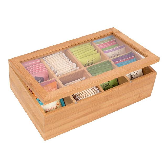 Trademark Innovations Bamboo 8-Section Tea Storage Box