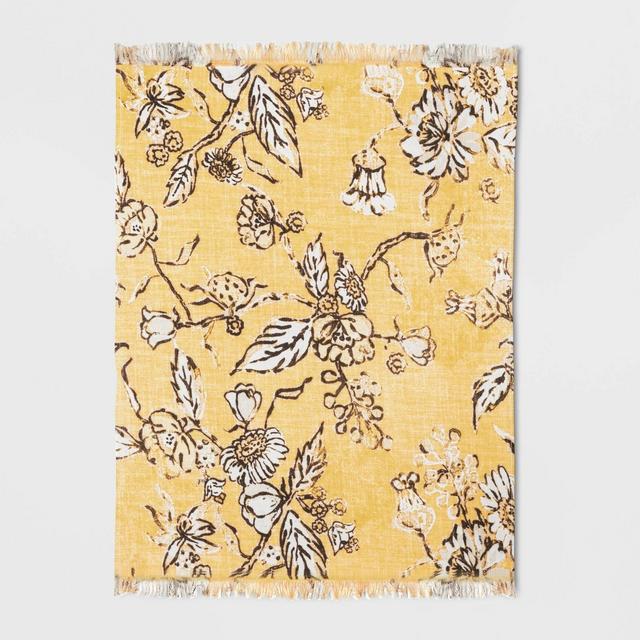 Cotton Flower Printed Fused Placemat Yellow - Threshold™