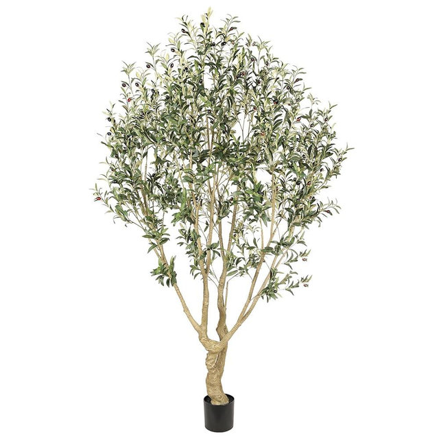 Realead Faux Olive Tree 7ft - Large Artificial Olive Tree Indoor with Realistic Leaves and Olives - Full and Grand Design Fake Olive Tree with Sturdy Base for Indoor Outdoor Office Decor