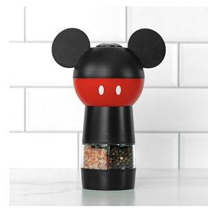 Uncanny Brands Disney Mickey Mouse Salt and Pepper Grinder – Dual Chamber Electric Mill with Adjustable Coarseness and LED Light – Battery Powered