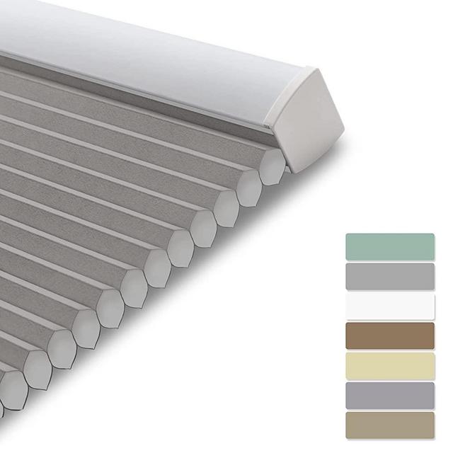 BERISSA Cordless Cellular Shades Honeycomb Blinds, Light Filtering Thermal Insulated, Free-Stop Cell Blinds, Custom Size,Honeycomb Shade for Window,Bedroom,Office,Light Gray,28.5" W x 56" H