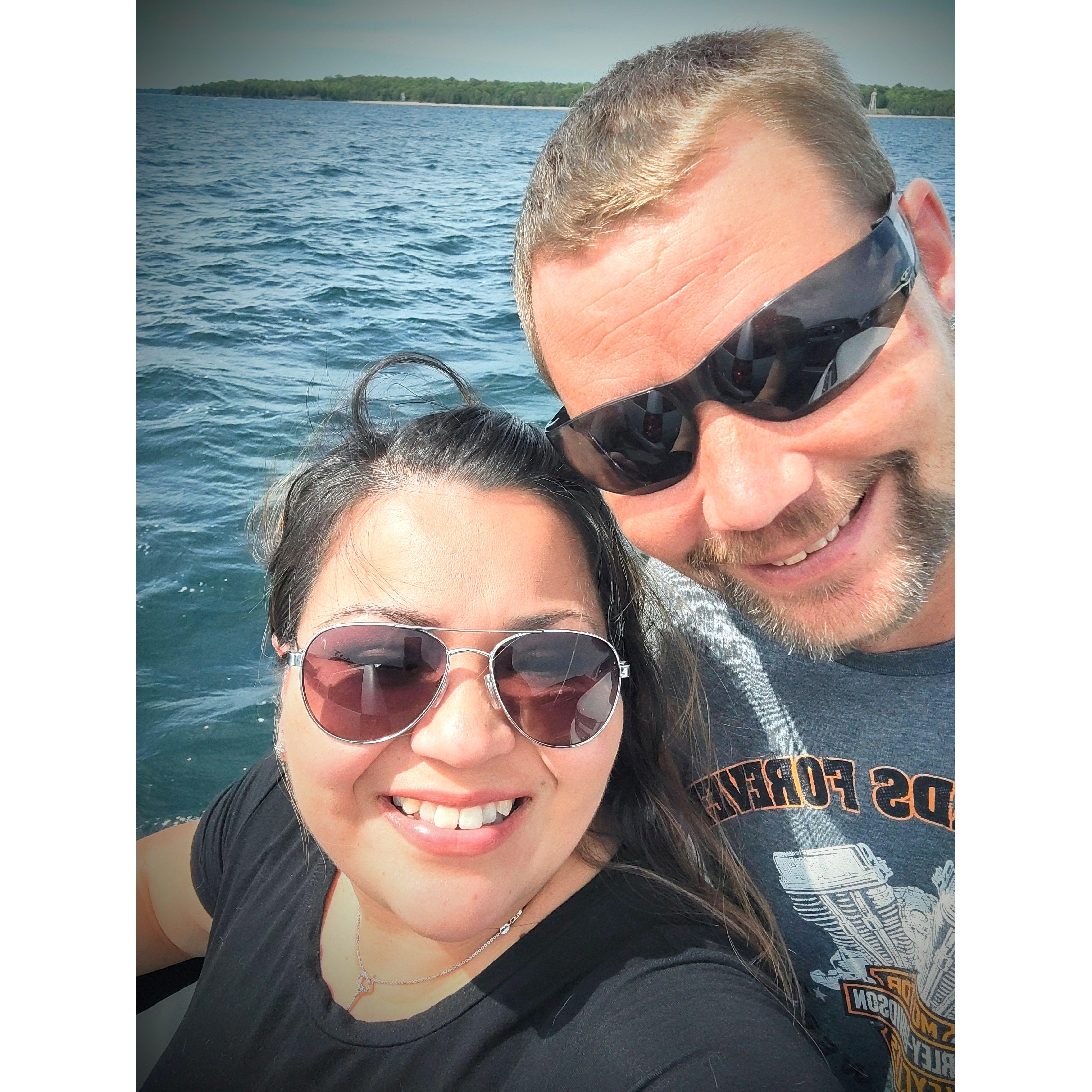 On a ferry to one of our favorite places to be:  Washington Island in Door County.