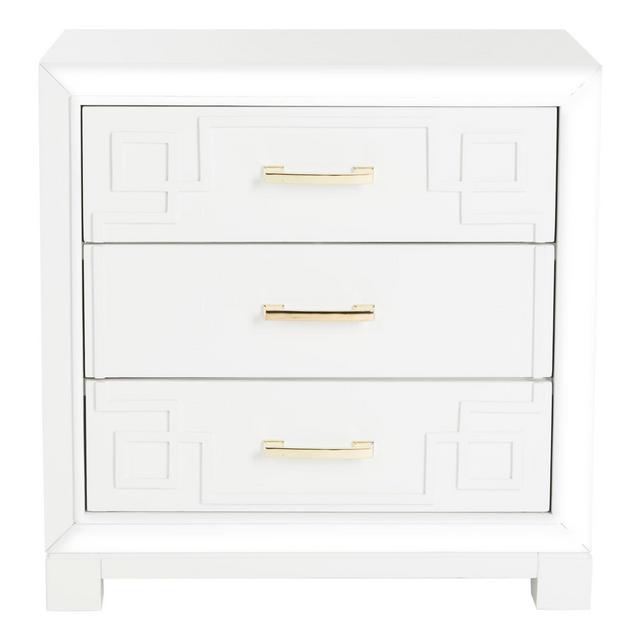 Safavieh 3-Drawer Raina Greek Key Nightstand in White
