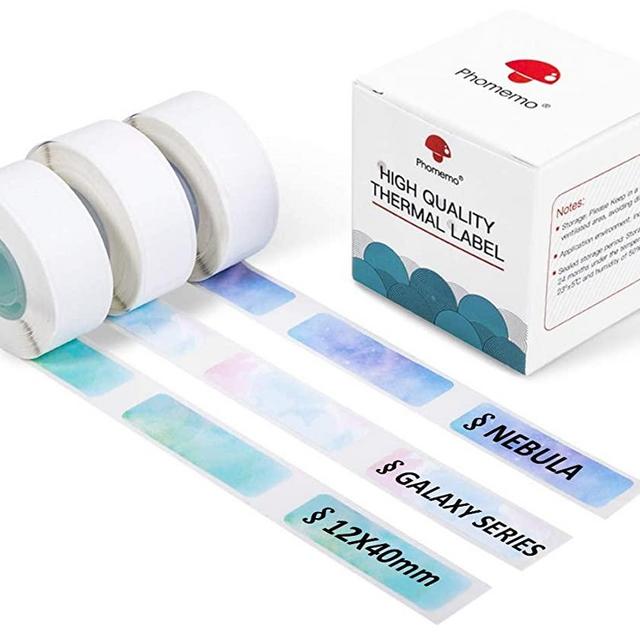Phomemo D30 Adhesive Nebula/Galaxy Series Pattern Paper 3/8" X 1 1/2" (12mm X 40mm) 160 Labels/Roll, 3 Roll