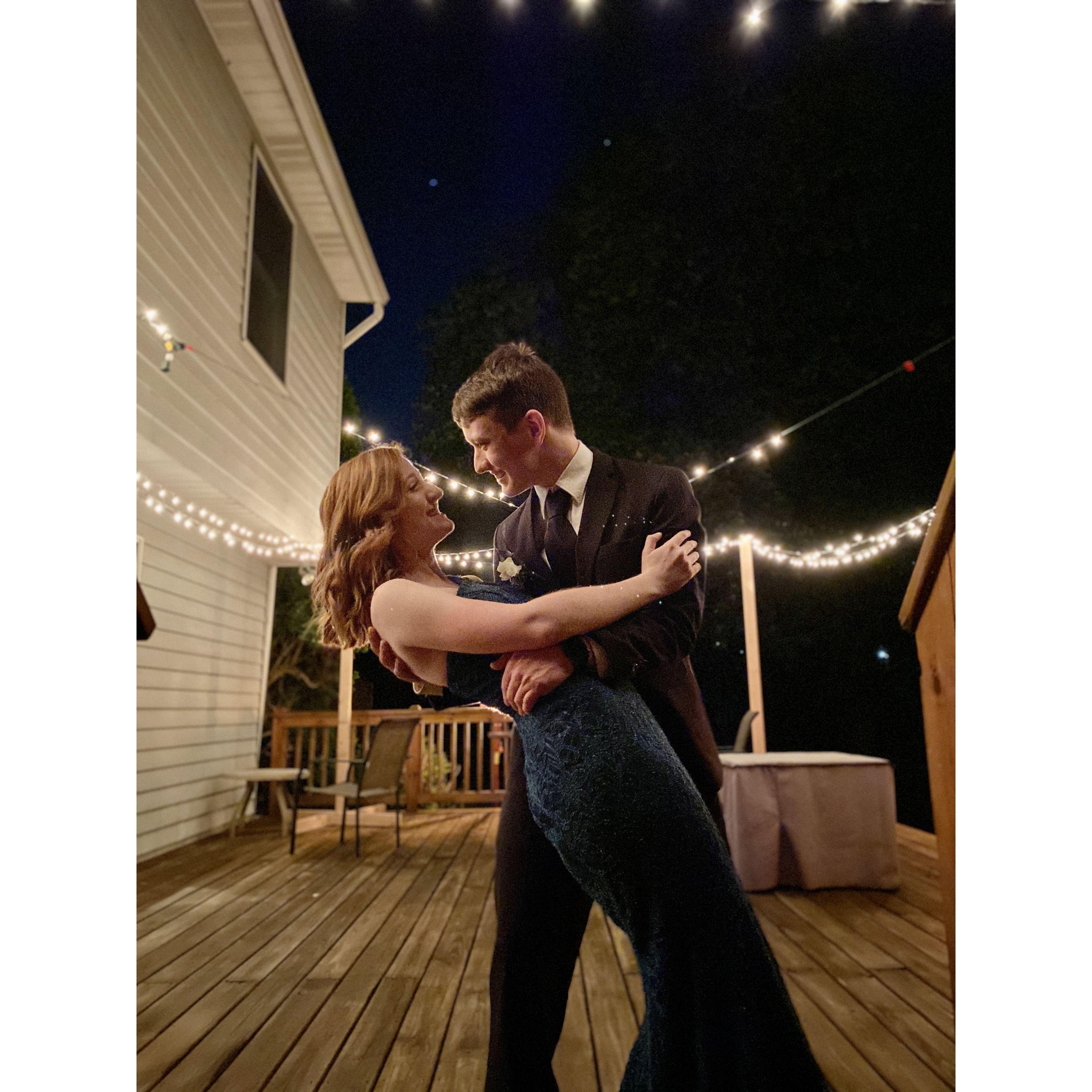 Our first prom, COVID-19 style on JT's deck!