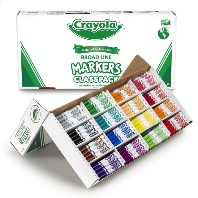 Crayola Broad Line Markers Bulk, 16 Bold Colors, Great for Classroom, Educational, All-Purpose Art Tools, 256 Count