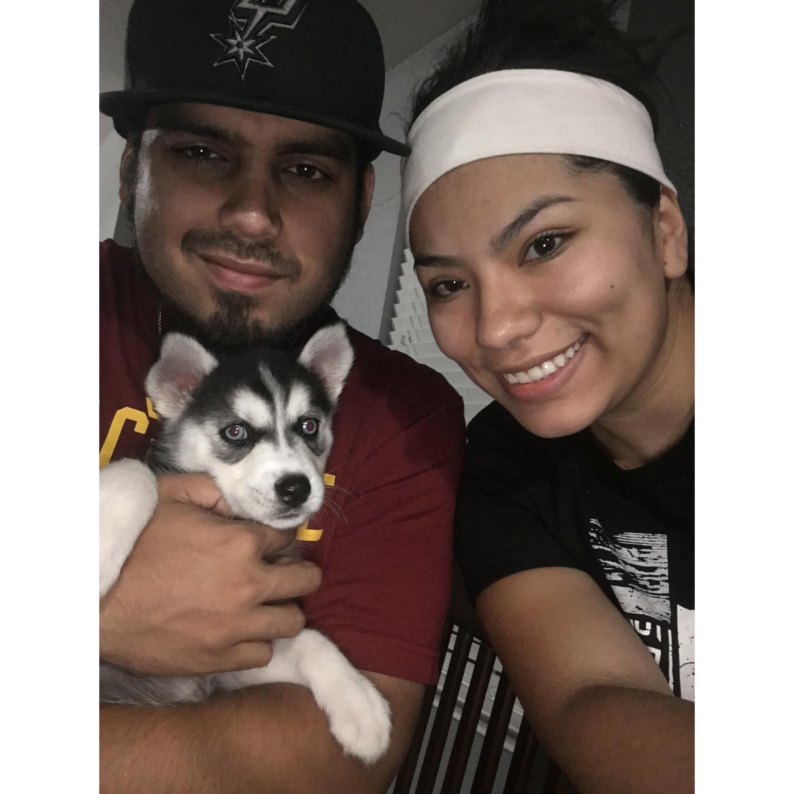 First Family picture with our Fur Baby Kauai!