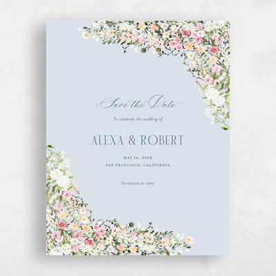 Blue Whisper Wedding Save the Date - Garden Gate Portrait