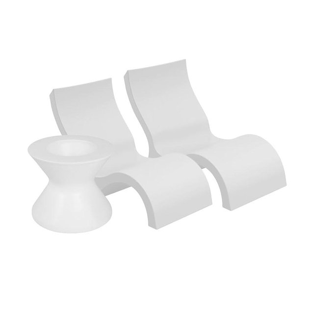Ledge Lounger Signature Lowback Chair Set - Two Chairs - Ice Bin Side Table - in-Pool - On-Deck - Water Depths 0-9” - All Types - Resin Water Chairs - Pool, Sundeck, Outdoor Patio