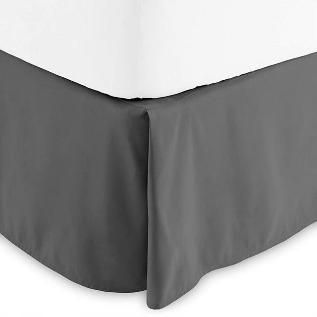 Bare Home Pleated King Bed Skirt - 15-Inch Tailored Drop Easy Fit - Bed Skirt for King Beds - Center & Corner Pleats (King, Grey)