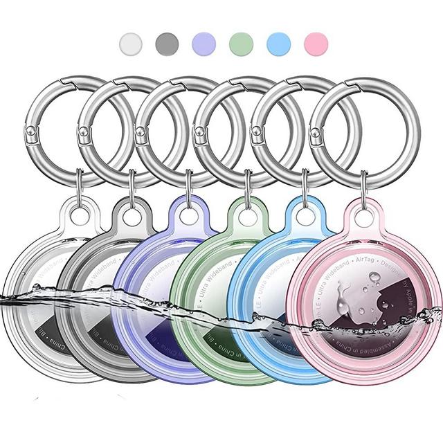 IPX8 Waterproof Airtag Holder, 6 Pack Apple Airtags with Keychain, AirTag Case for Luggage, Dog Collar, Keys, Anti-Scratch Full Body Protective Airtag Holder (6 Colors)