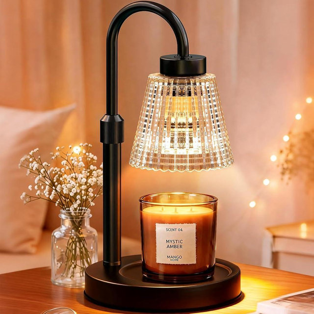 Girece Candle Warmer Lamp with Timer and Dimmer, Adjustable Height Electric Candle Warmer for Jar Candles, 2 Bulbs, Modern Home Decor Birthday Gifts for Women, Housewarming Gifts New Home