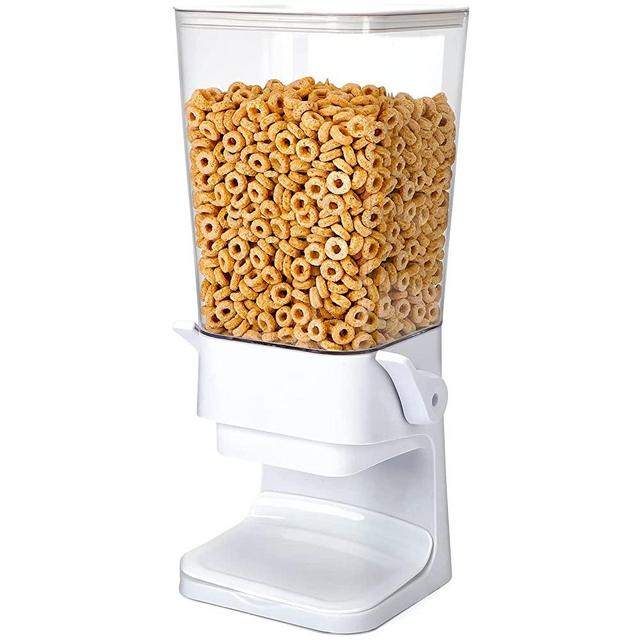 Conworld Cereal Dispenser Countertop ，Candy Dispenser，Big Dry Food Cereal Dispenser, Not Easy to crush Food, Can Hold Cereal, Small Snack, for Home Office Hotel Commercial Bar, White (5000ml)