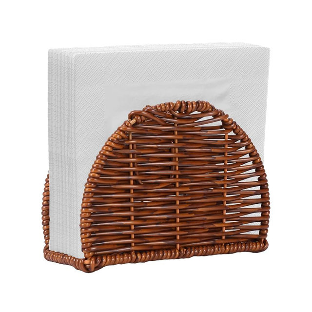 Mowhut Rattan napkin holder for table, Standing dining Cocktail napkin dispenser for Party, kitchen table decor, 6.1"L x 2.36"W x 4.13"H
