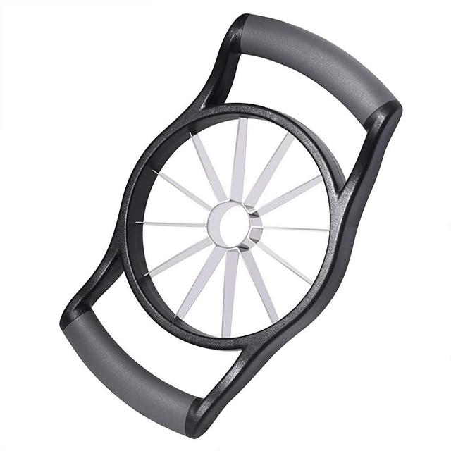 YYP Apple Corer Slicer, Stainless Steel Sharp 12-Convex Type Blades Apple Cutter Large, Ergonomic Plastic Handle Non-Slip Easy Grips, Kitchen Fruit Divider Prevent Rust Easy Clean (Black)