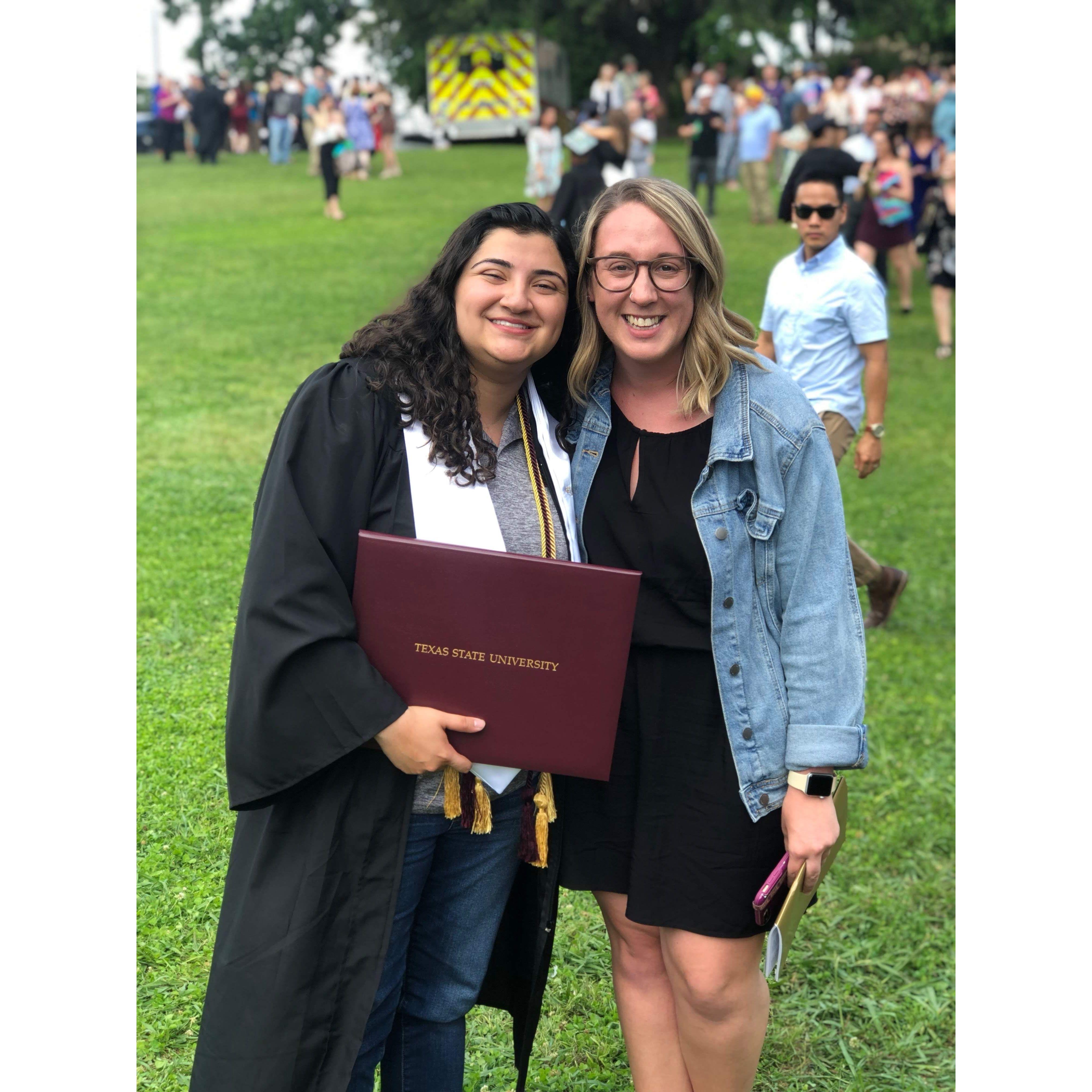 Celebrating Laura's graduation from Texas State in 2019