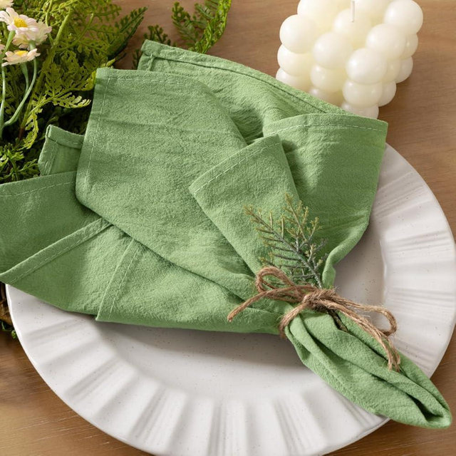 Socomi Cloth Napkins Sage Green Summer Washable Reusable Bulk Linen Cotton Napkins Set of 6 17"x17" for Wedding Party Bridal Baby Shower Birthday Dining Table Decorations