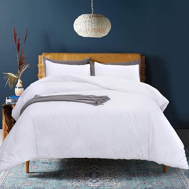Luxlovery White Comforter Queen Size Set All White Bedding Comforter Full Solid Cotton Luxury Comforter Blanket Soft Qulits Breathable Comforter Set for Women Men Adults Teens