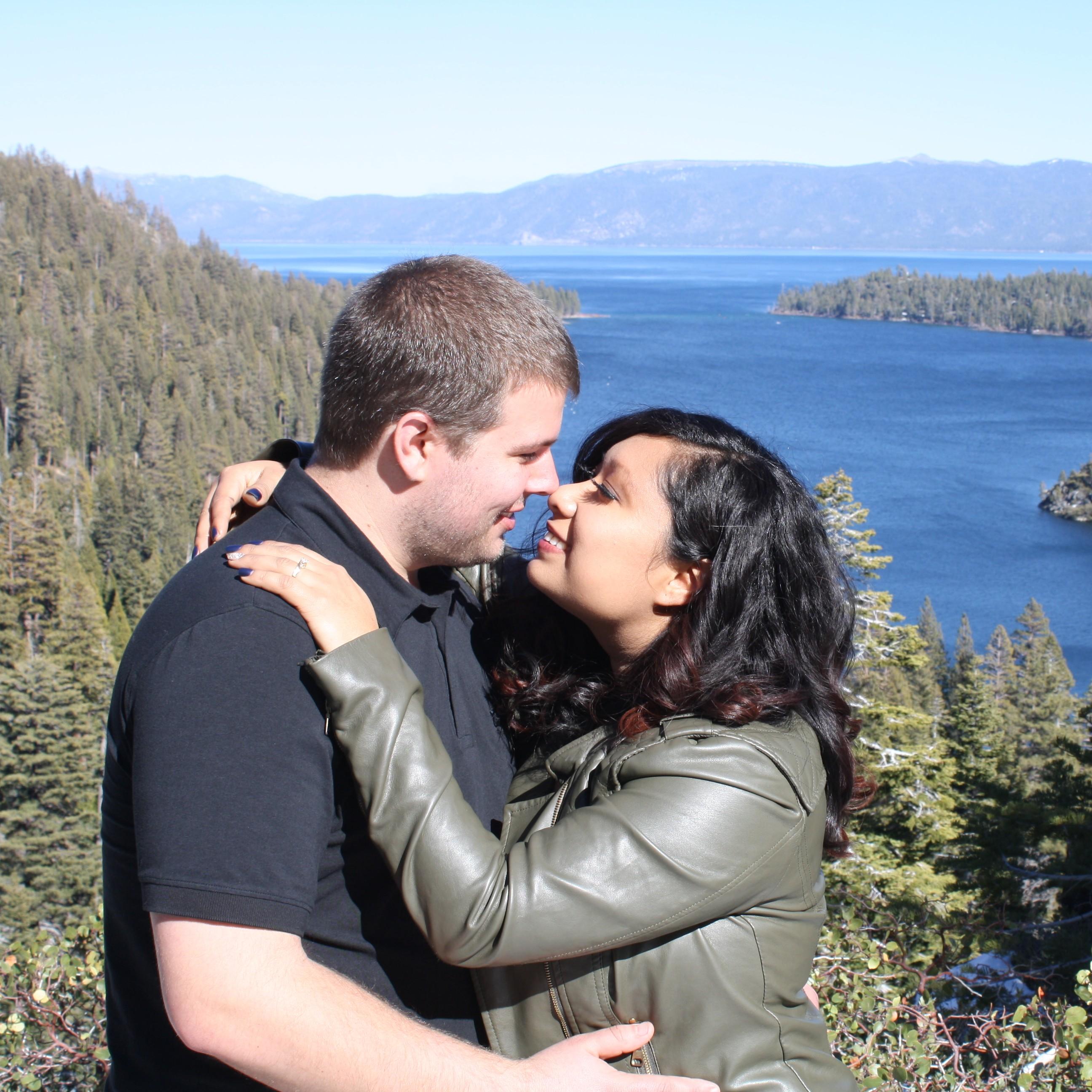 Beginning of our Lake Tahoe engagement photos at Emerald Bay!