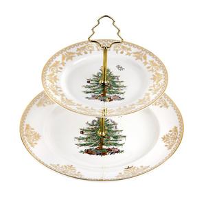 Spode Christmas Tree Gold Collection 2-Tier Cake Stand