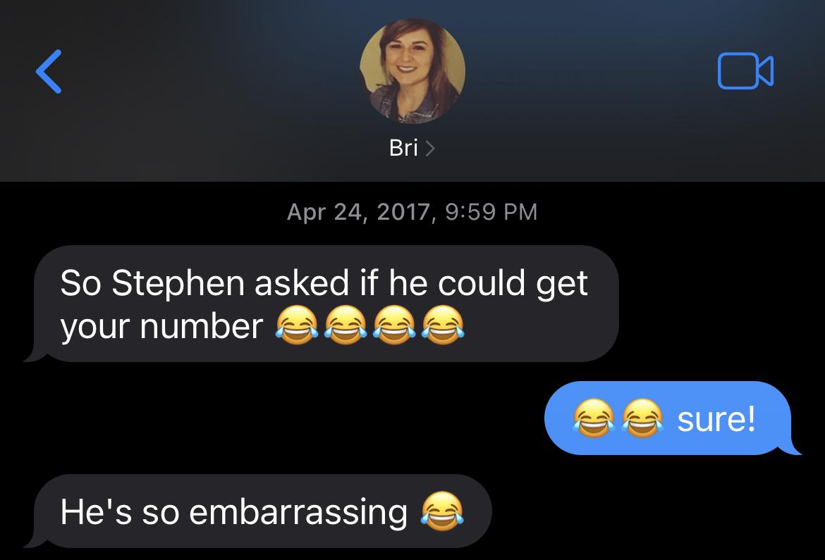 Stephen begged Bri for Megan’s number for several days. Bri was afraid work would be awkward if Stephen and Megan didn’t work out.