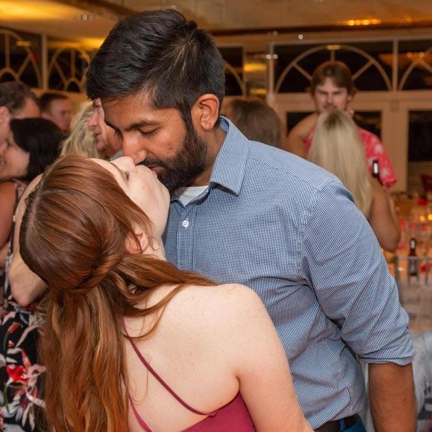 Sneaking a kiss or three on the dance floor in Florida. (Family wedding Nov 2019)