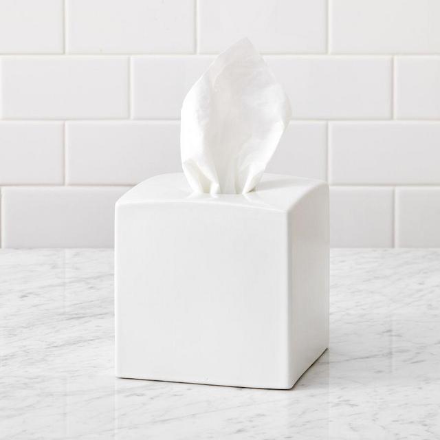 Mason Glazed Stoneware Tissue Box, True White