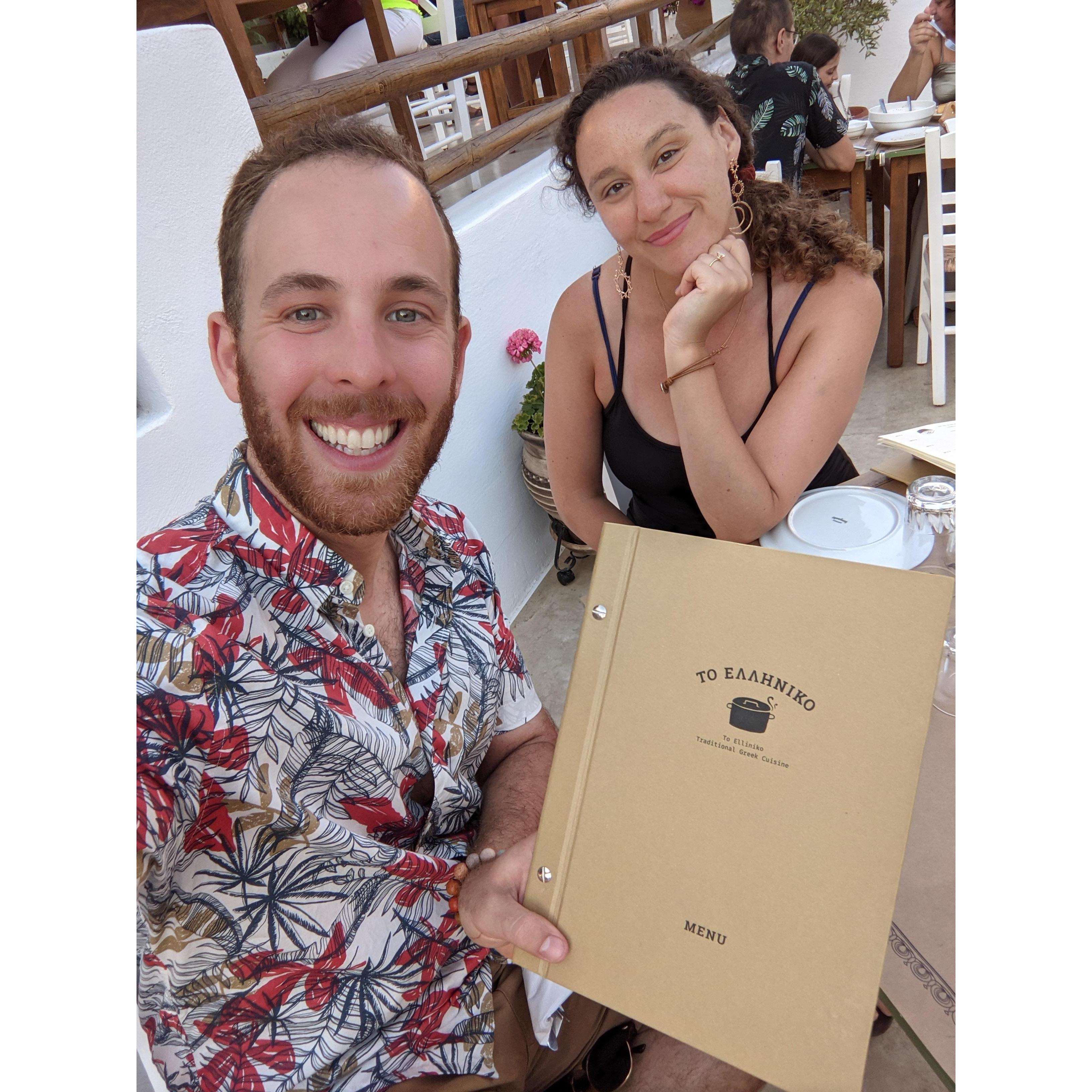 At our favorite restaurant we ate at in Greece - "To Elliniko."