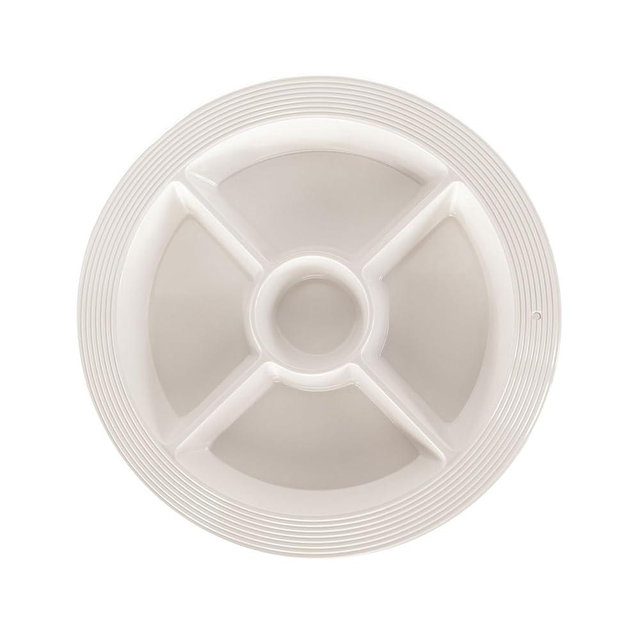 nora fleming Melamine Divided Dish - MEL16B - Sectional Appetizer Plate for Snacks, Vegetables, Guacamole, Salsa, and More - Pair with One of Our Hand-Painted Minis - Works with risers -White