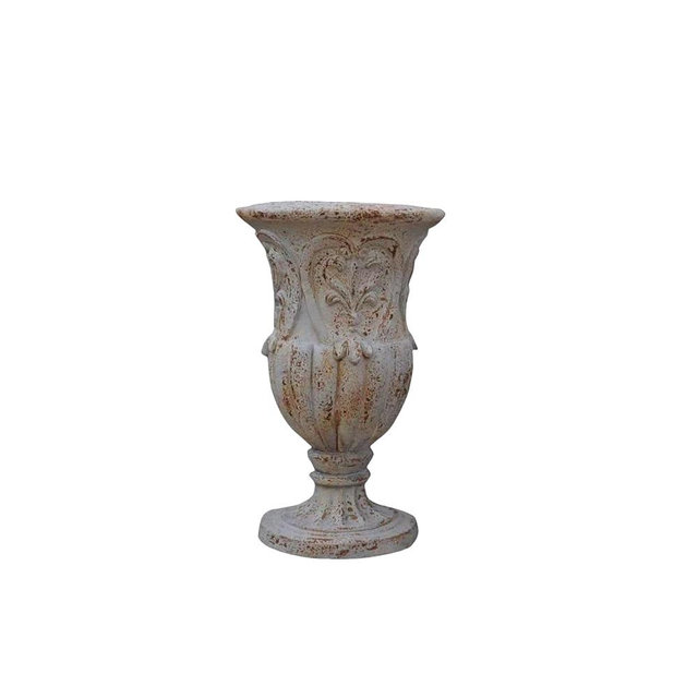 VISIBLE Vintage European Giant Garden Urn Planter, Decorative Cement and Fiber Flower Pot, Make Rust Finished, Wrap Foam Safely Delivered from Local Warehouse (Vintage, Large)