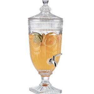 MOLIGOU 0.8 Gallon Glass Beverage Dispenser, Drink Serving Dispenser with Stainless Steel Spigot, Elegant Drink Dispenser for Parties