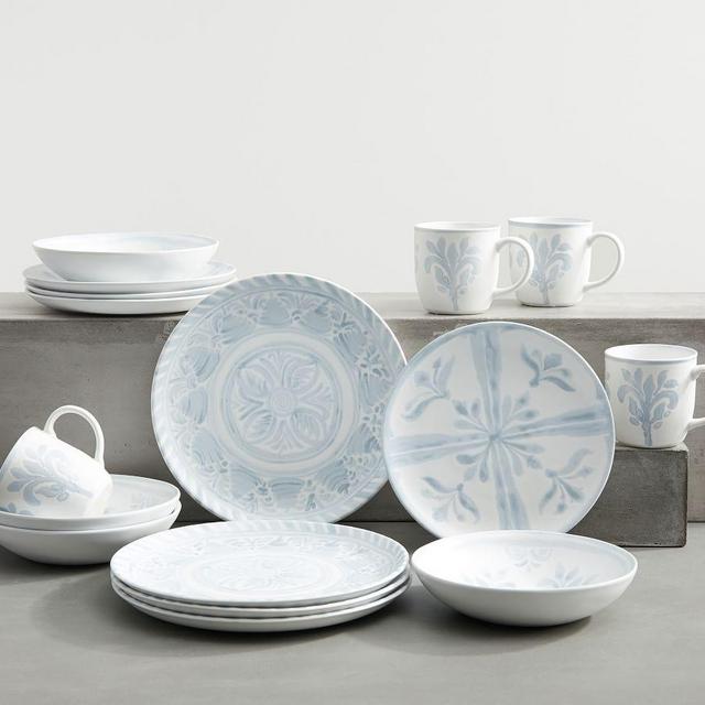 Chambray Tile Stoneware 16-Piece Dinnerware Set