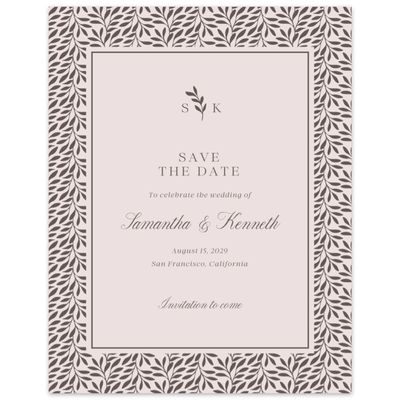 Light Mauve, Pink Wedding Digital Save the Date - Thalia Portrait