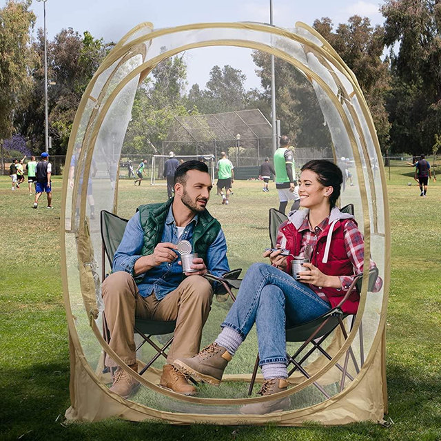 EighteenTek Sports Tent - Instant Tent Shelter - Outdoor Bubble Tent 1-6 Person - Rain Tent Shelter Pop Up - Clear, Patent Protected Design